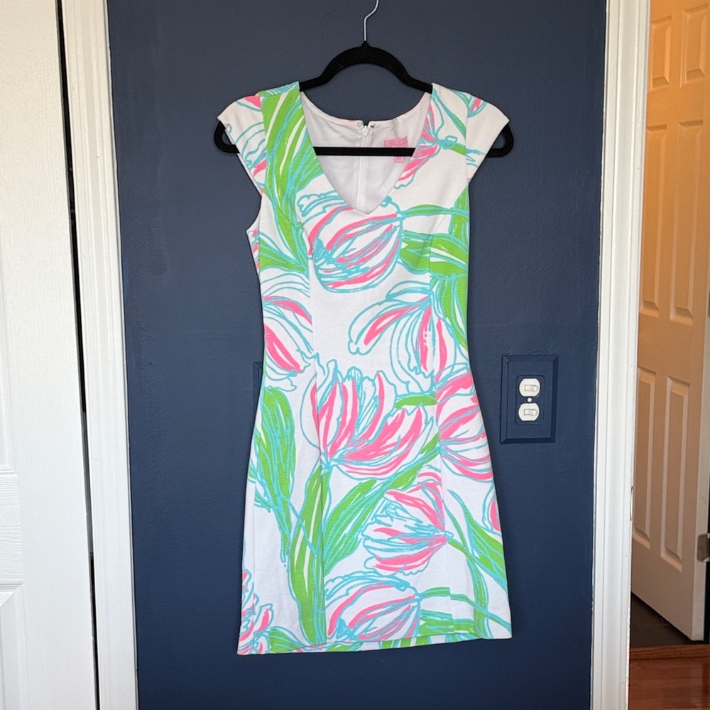 Lilly Pulitzer Pink and Green Tulip Mini Dress
